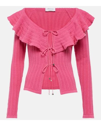 Blumarine Top in lana con scollo bardot - Rosa