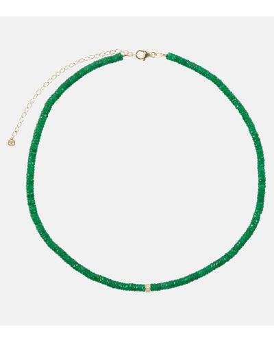 Sydney Evan Halskette aus 14kt Gelbgold mit Diamanten und Aventurin - Grün