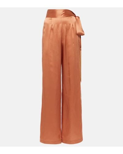 ‎Taller Marmo Pantaloni Verdi in raso di seta - Arancione