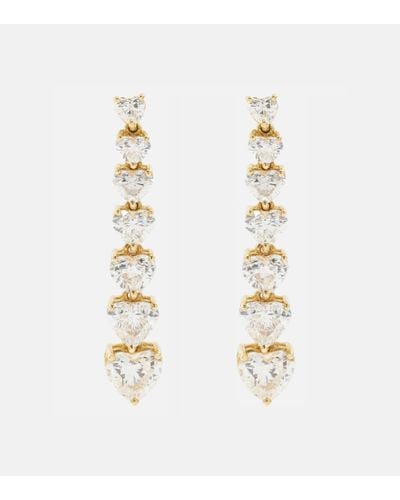 SHAY 7 Heart 18kt Gold Drop Earrings With Diamonds - Metallic