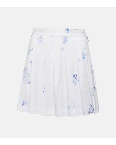 Vetements Printed Pleated Cotton Miniskirt - White