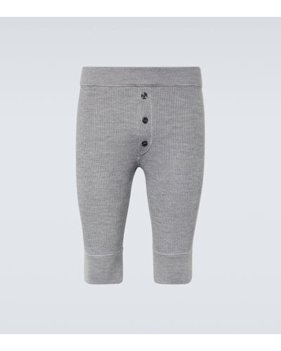 Dolce & Gabbana Buttoned Wool-blend Shorts - Grey