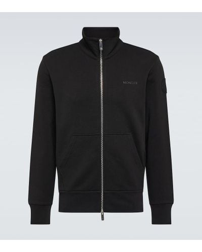 Moncler Cotton Fleece Zip-up Sweater - Black