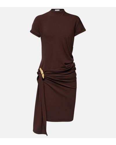 Ferragamo Draped Jersey Minidress - Brown