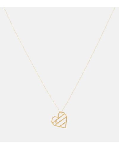 Aliita Halskette Corazon Rayado Brillante aus 9kt Gelbgold mit Diamant - Mettallic
