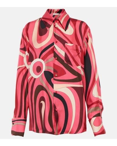 Emilio Pucci Bedrucktes Hemd aus Seide - Rot