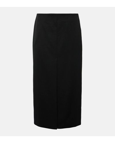 Nili Lotan Mariha Virgin Wool Midi Skirt - Black