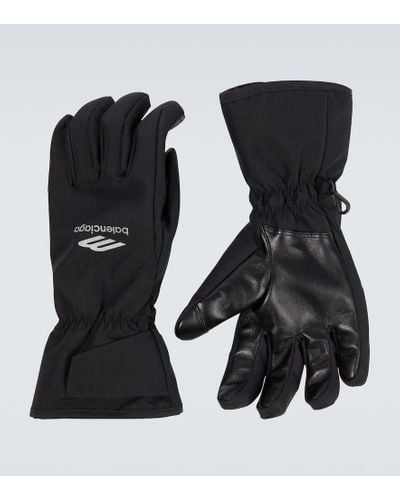 Balenciaga 3b Sports Icon Leather-trimmed Ski Gloves - Black