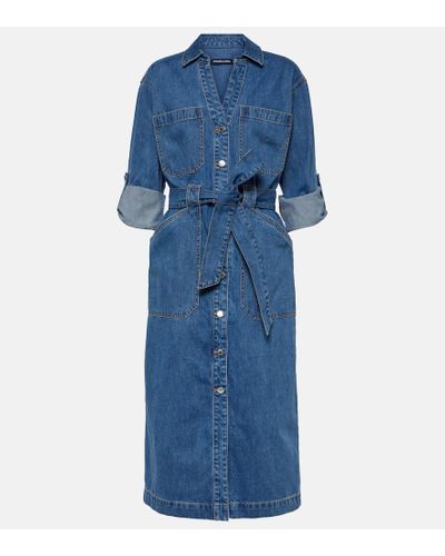 Veronica Beard Evelyn Chambray Midi Dress - Blue