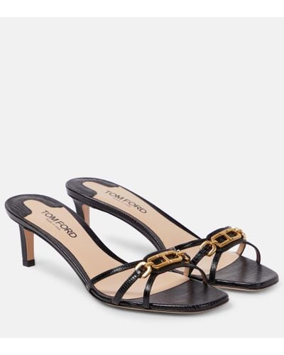 Tom Ford Whitney Printed Leather Mules - Metallic