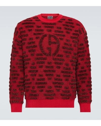 Giorgio Armani Logo Jacquard Wool-blend Sweater - Red