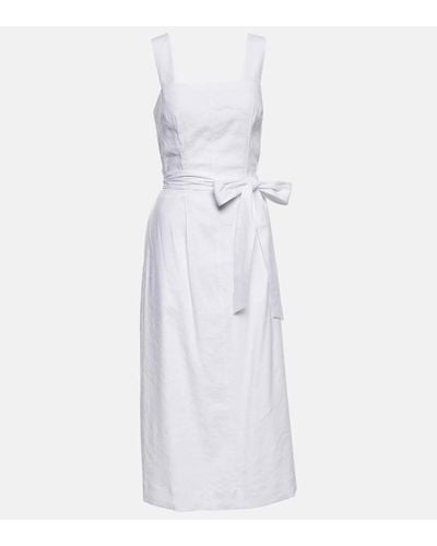 Vince Square-neck Linen-blend Midi Dress - White