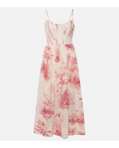 Zimmermann Waverly Floral Cotton Corset Dress - Pink