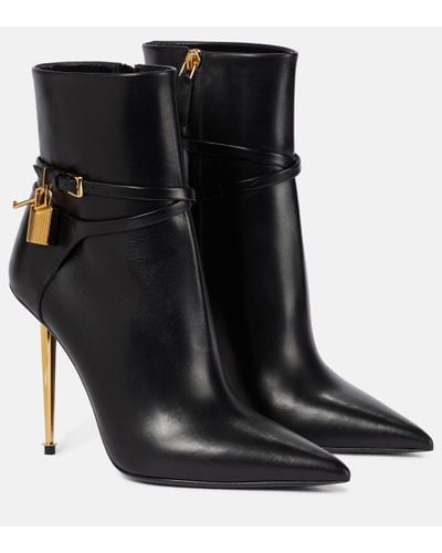 Tom Ford Padlock Leather Ankle Boots - Black