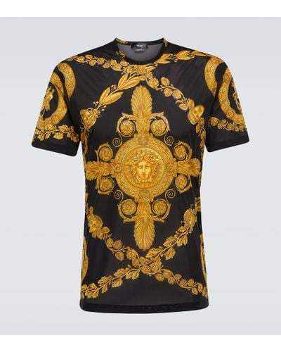 Versace T-Shirt Barocco aus Jersey - Gelb