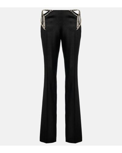 Stella McCartney Pantalones de tiro bajo con cristales - Negro