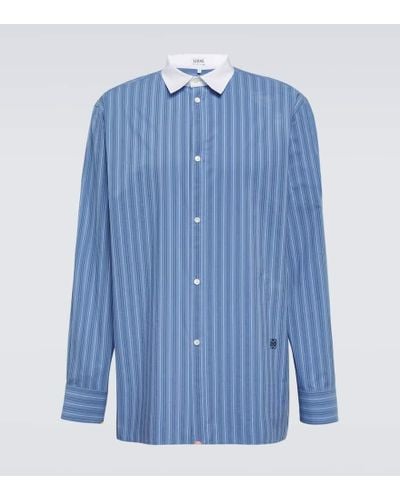 Loewe Camisa de popelin de algodon a rayas - Azul