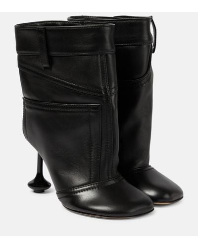 Loewe Toy Trouser-design Leather Heeled Boots - Black