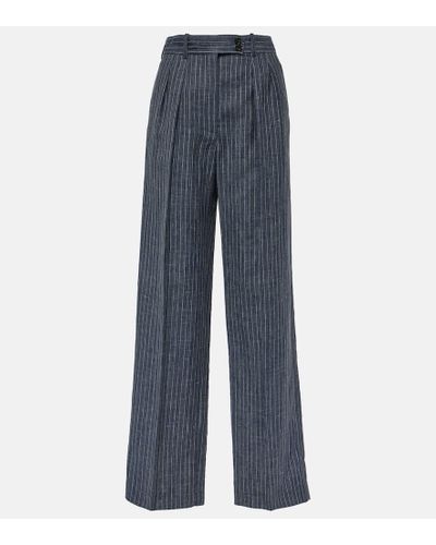 Loro Piana Gerade High-Rise-Hose - Blau