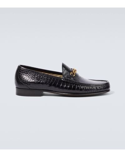 Tom Ford Croc-effect Leather Loafers - Black