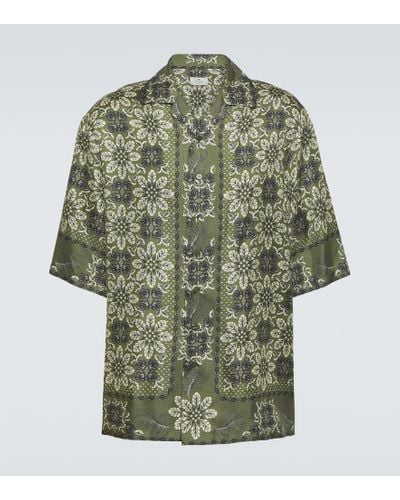 Etro Bedrucktes Hemd aus Seide - Grün