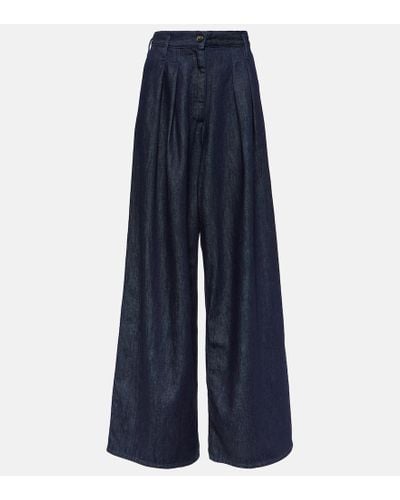 Dries Van Noten Jeans anchos de tiro alto - Azul