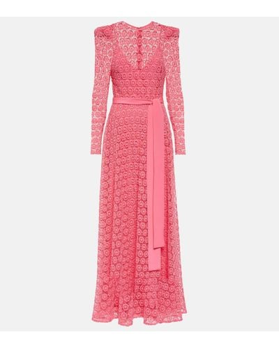 Elie Saab Embroidered Cotton-blend Maxi Dress - Pink