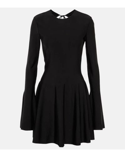 Saint Laurent Vestido corto de crepe con espalda abierta - Negro