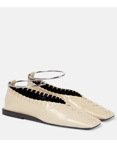 Jil Sander Beige Leather Ballet Flats