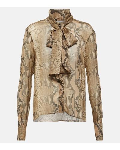 Stella McCartney Bedruckte Bluse aus Seide - Natur
