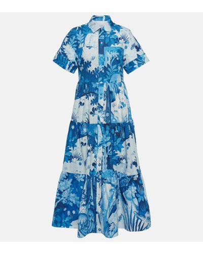 Erdem Hemdblusenkleid aus Baumwollpopeline - Blau