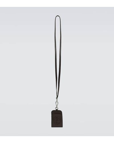 Giorgio Armani Embellished Leather Card Holder - Black