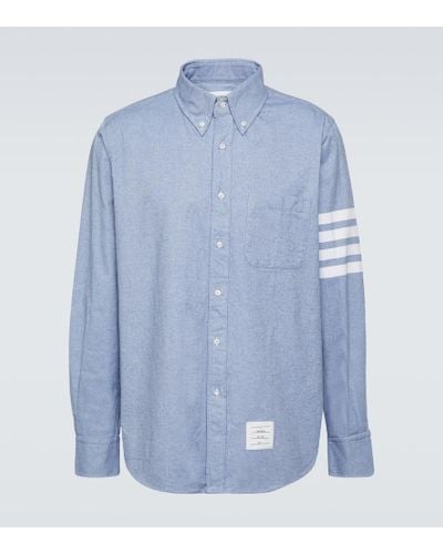 Thom Browne 4-bar Flannel Shirt - Blue
