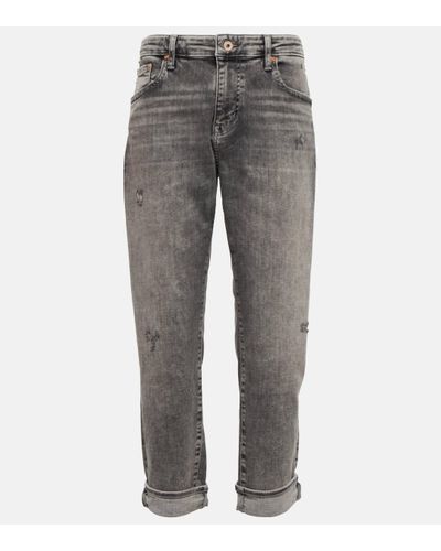 AG Jeans Ex-boyfriend Mid-rise Slim Jeans - Grey