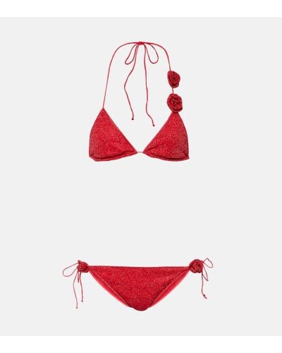 Oséree Bikini Lumiere con apliques florales - Rojo