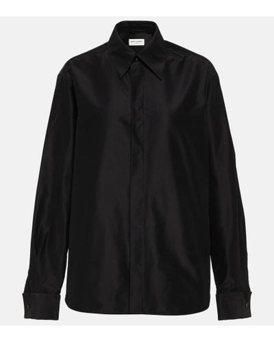 Saint Laurent Oversized Cotton Shirt - Black