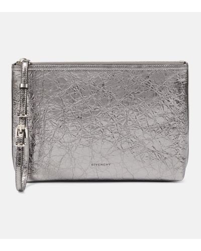 Givenchy Etui Voyou aus Metallic-Leder - Grau