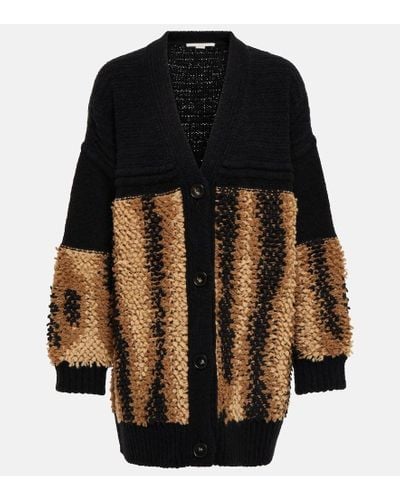 Stella McCartney Cardigan de jacquard en mezcla de lana - Negro