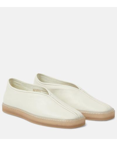 Lemaire Piped Leather Loafers - White
