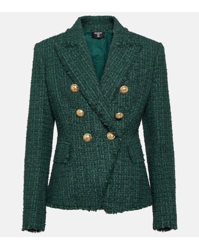 Balmain Blazer aus Tweed - Grün