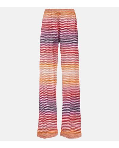 Missoni Pantalones anchos de tiro alto en zigzag - Rojo