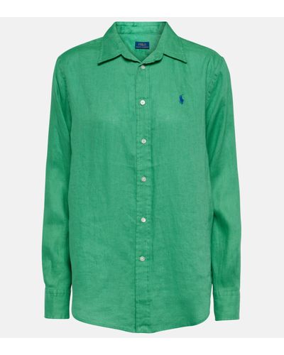 Polo Ralph Lauren Chemise en lin a logo - Vert