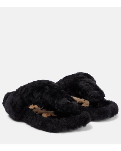 Loewe Shearling Sandals - Black