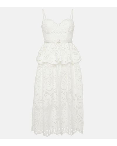Self-Portrait Cotton Lace Midi Dress - White