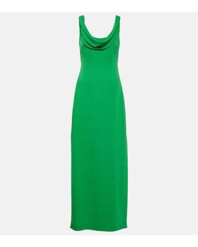 Oscar de la Renta Cowl Neck Silk-blend Gown - Green