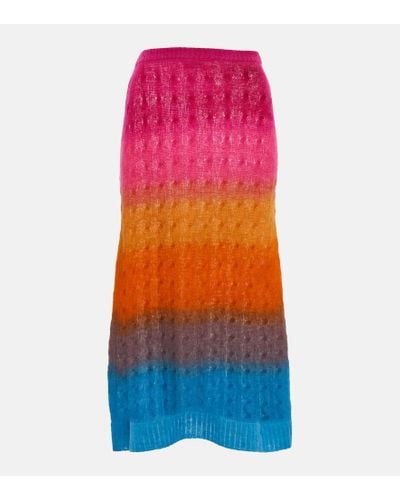 Etro Cable-knit Wool Midi Skirt - Orange