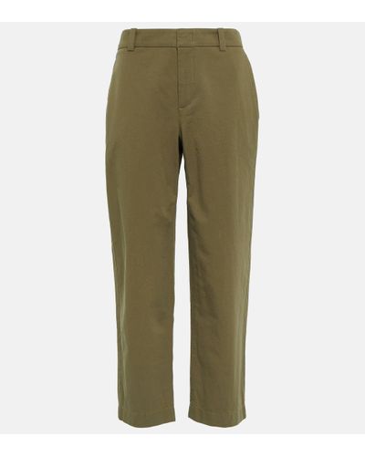 Vince Mid-rise Cropped Cotton Trousers - Green