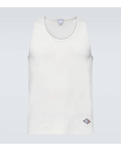 Bottega Veneta Logo Ribbed-knit Cotton Tank Top - White