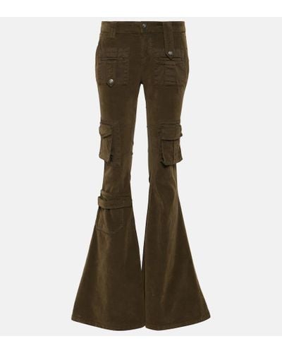 Blumarine Pantalones cargo flared de terciopelo - Marrón