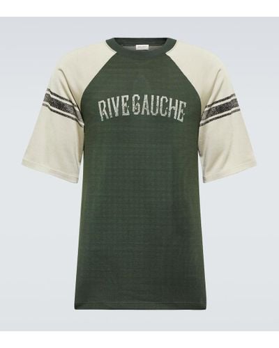 Saint Laurent T-Shirt Rive Gauche aus Jersey - Grün
